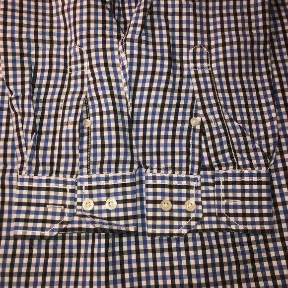 🤑SOLD🤑Tommy Hilfiger Mens Size Medium Button Down Black Blue Work Dress Shirt - Picture 14 of 15